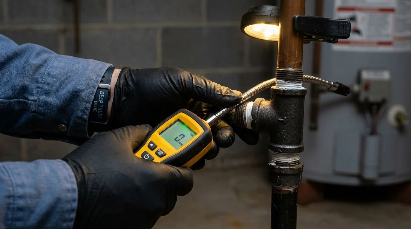 Gas leak detection with electronic sniffer by Johns Plumbing LLC in Waterford
