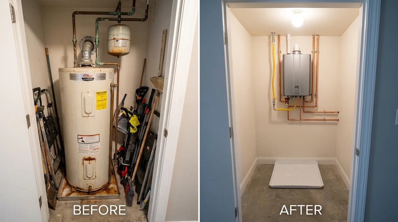 Tank water heater versus wall-mounted tankless unit comparison for Waterford, MI homeowners